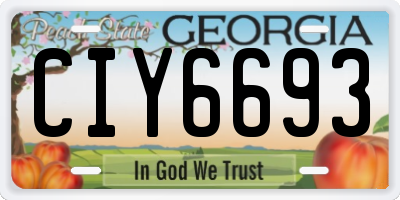 GA license plate CIY6693