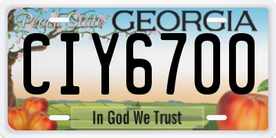 GA license plate CIY6700
