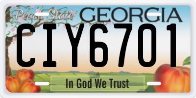 GA license plate CIY6701