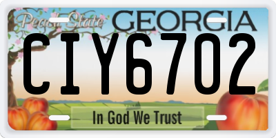 GA license plate CIY6702