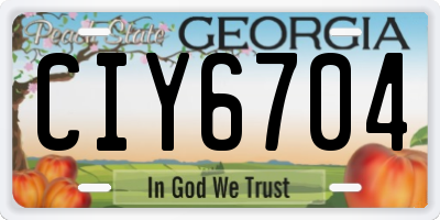 GA license plate CIY6704