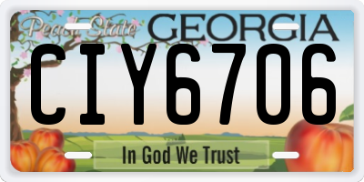 GA license plate CIY6706