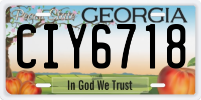 GA license plate CIY6718