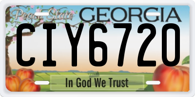 GA license plate CIY6720