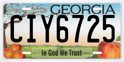GA license plate CIY6725