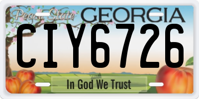 GA license plate CIY6726