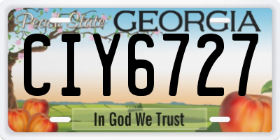 GA license plate CIY6727