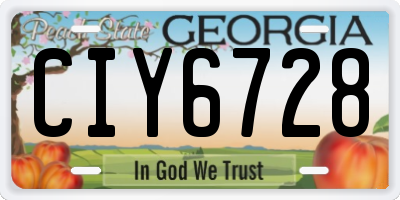 GA license plate CIY6728