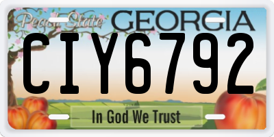 GA license plate CIY6792