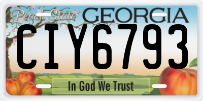 GA license plate CIY6793