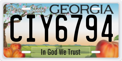 GA license plate CIY6794