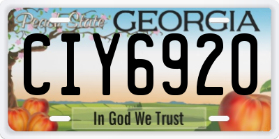 GA license plate CIY6920