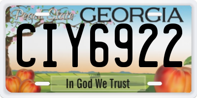 GA license plate CIY6922