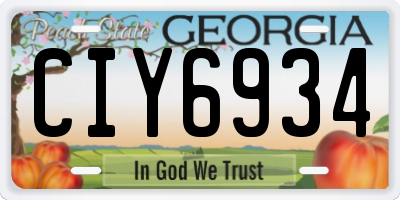 GA license plate CIY6934