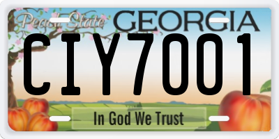 GA license plate CIY7001