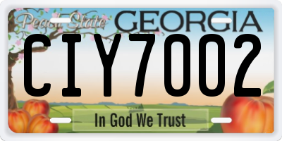 GA license plate CIY7002