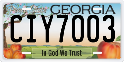 GA license plate CIY7003