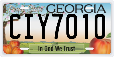 GA license plate CIY7010