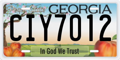 GA license plate CIY7012