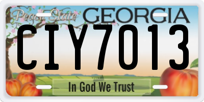 GA license plate CIY7013
