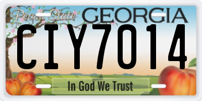 GA license plate CIY7014