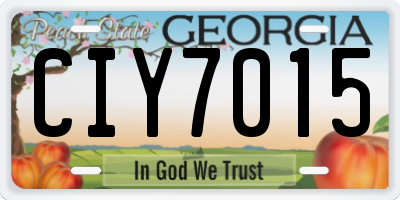 GA license plate CIY7015