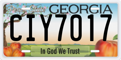 GA license plate CIY7017