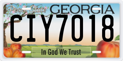 GA license plate CIY7018