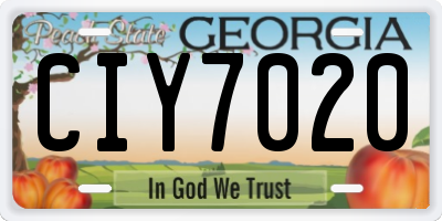 GA license plate CIY7020