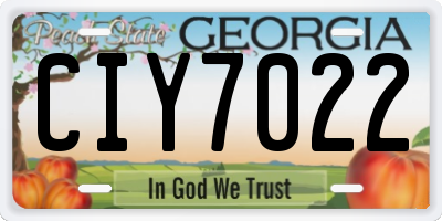 GA license plate CIY7022