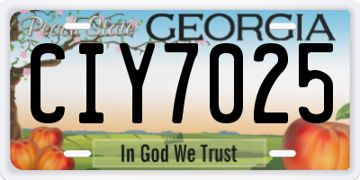 GA license plate CIY7025