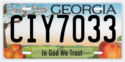 GA license plate CIY7033