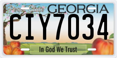GA license plate CIY7034