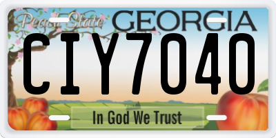 GA license plate CIY7040