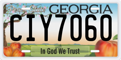 GA license plate CIY7060