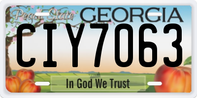 GA license plate CIY7063
