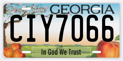GA license plate CIY7066