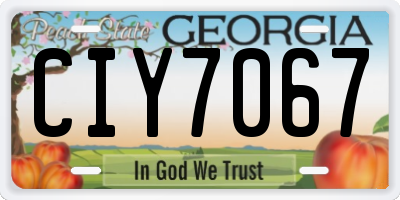 GA license plate CIY7067