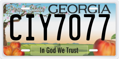 GA license plate CIY7077
