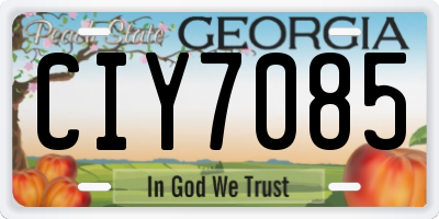 GA license plate CIY7085