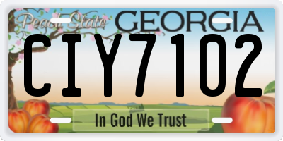 GA license plate CIY7102