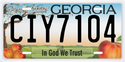 GA license plate CIY7104