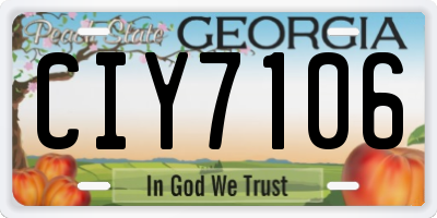 GA license plate CIY7106