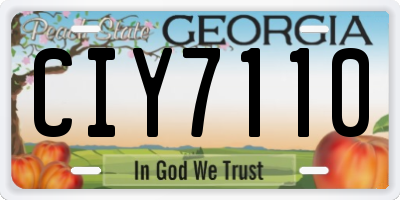 GA license plate CIY7110