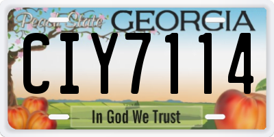 GA license plate CIY7114