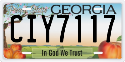 GA license plate CIY7117