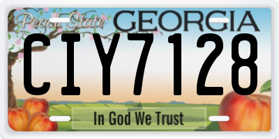 GA license plate CIY7128