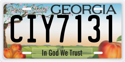 GA license plate CIY7131