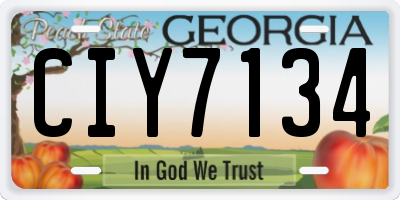 GA license plate CIY7134