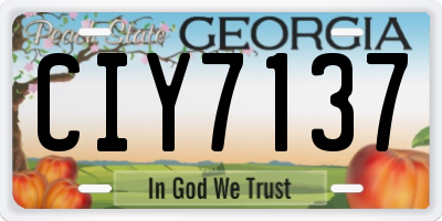 GA license plate CIY7137